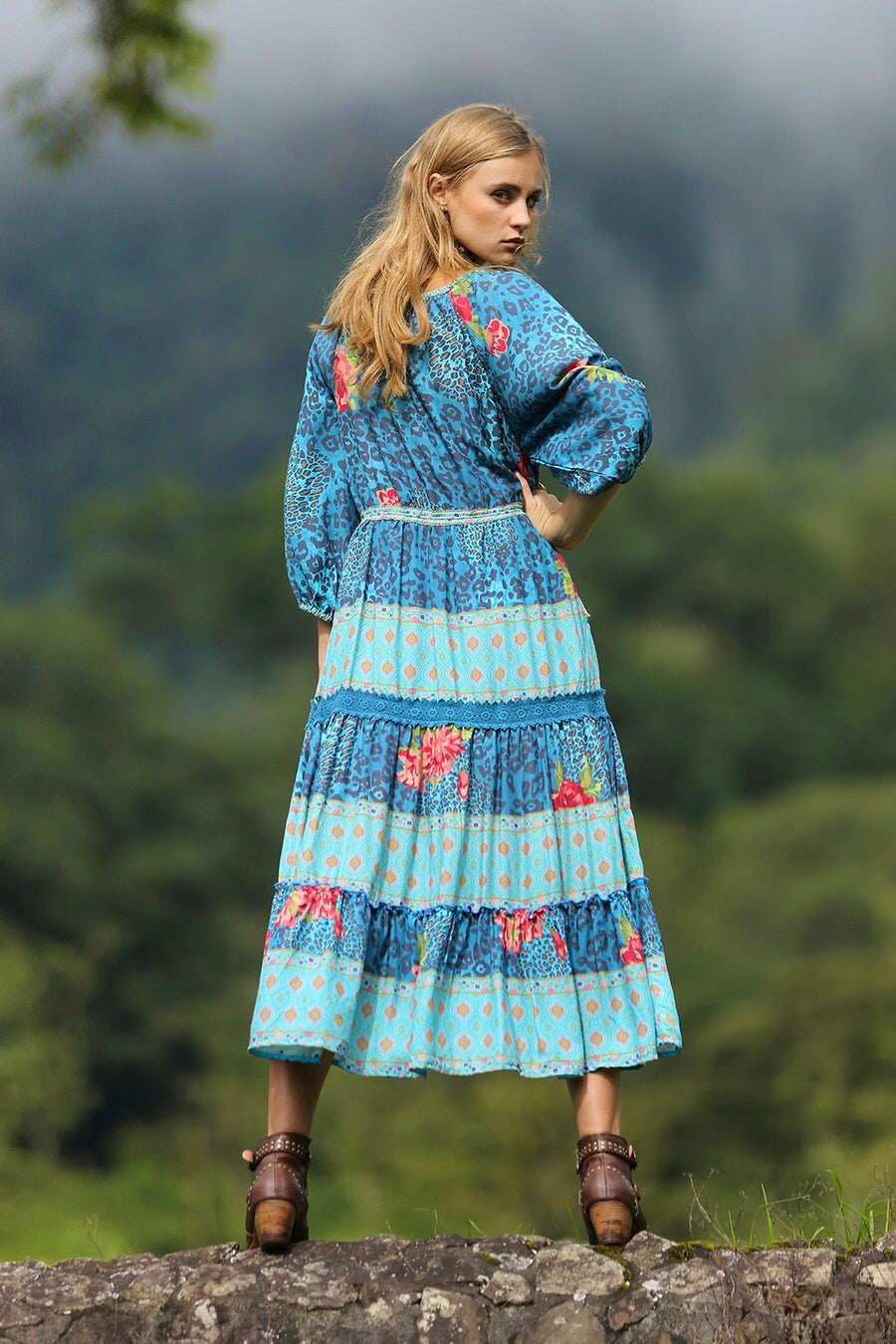 Blue hippy outlet dress