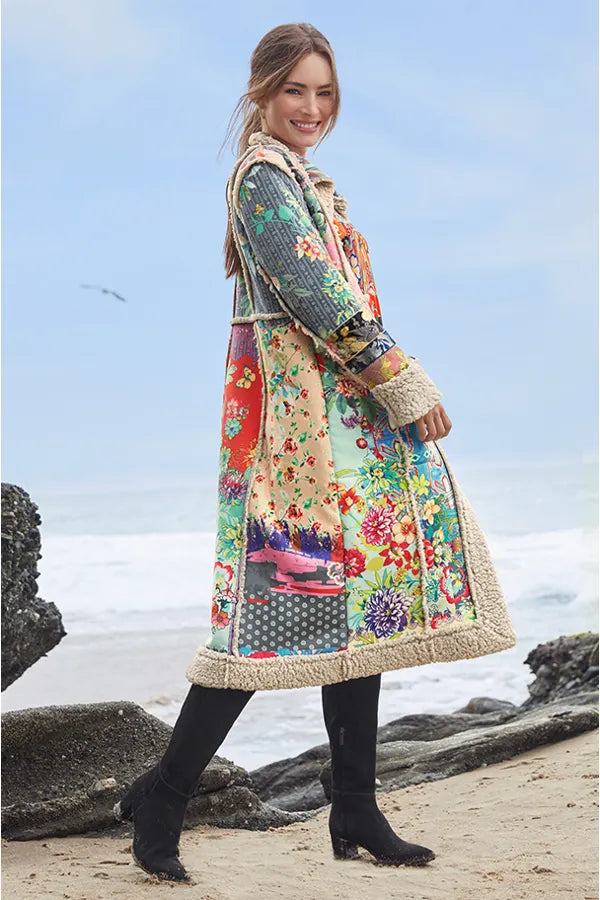 JOHNNY WAS DREAMER SUEDE SHERPA COAT Boho Gypsy Belle