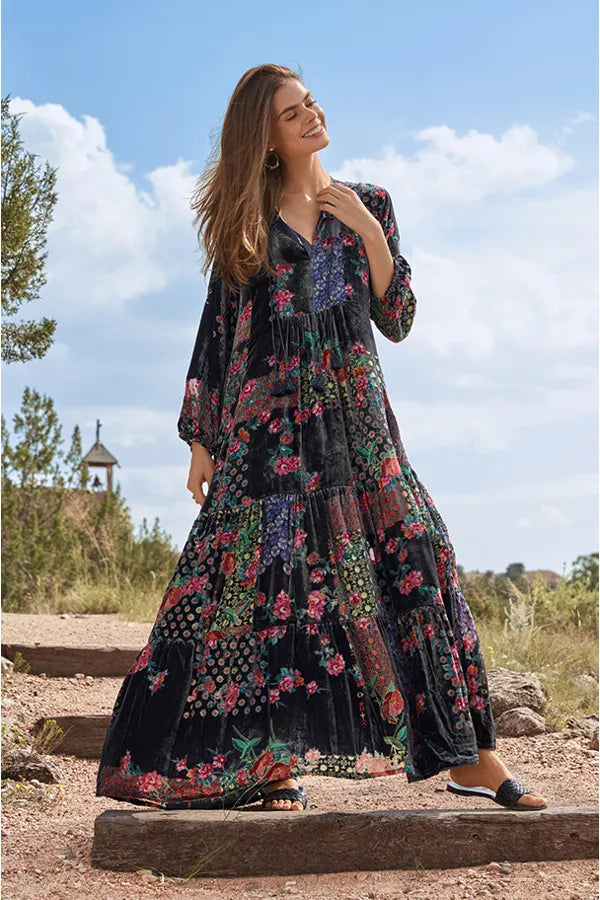 JOHNNY WAS ROSE BURNOUT UMA DRESS Boho Gypsy Belle
