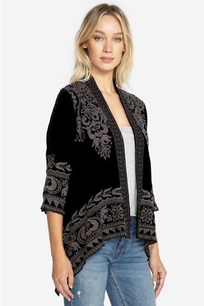 Johnny was hirsch velvet draped cardigan outlet