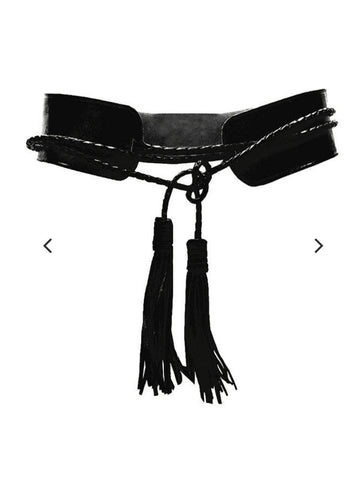 MISS JUNE LEATHER TASSEL BELT Black