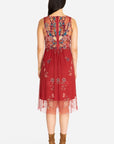 JOHNNY WAS EMBROIDERED MESH OVERLAY DRESS