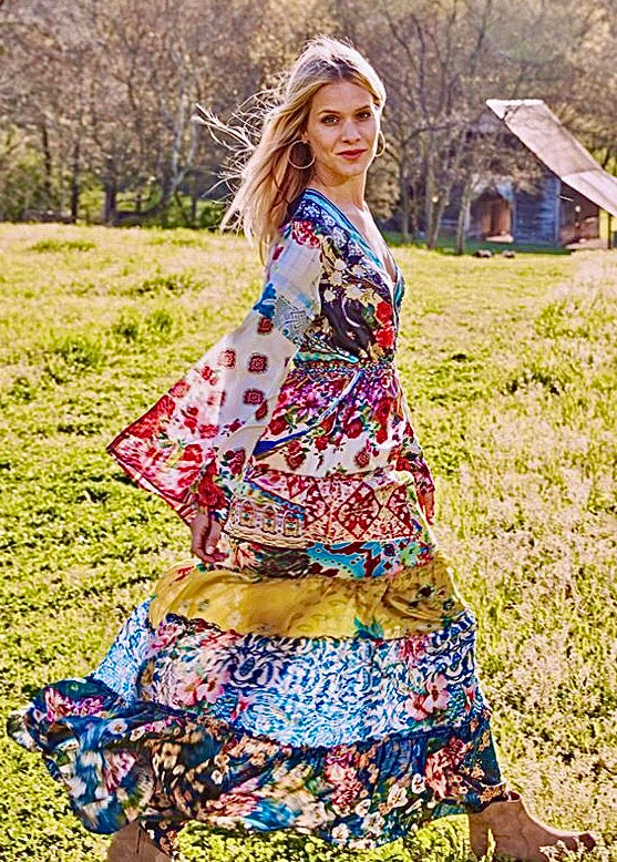 JOHNNY WAS SILK MAXI DRESS Multi