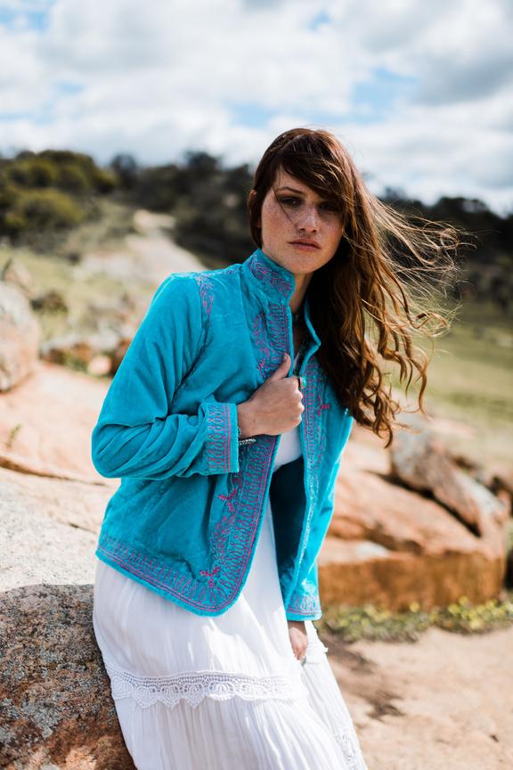 SAVANNAH BLUEBIRD EMBROIDERED JACKET