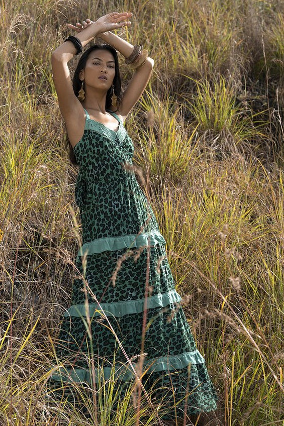 MAXI DRESS LEOPARD Emerald
